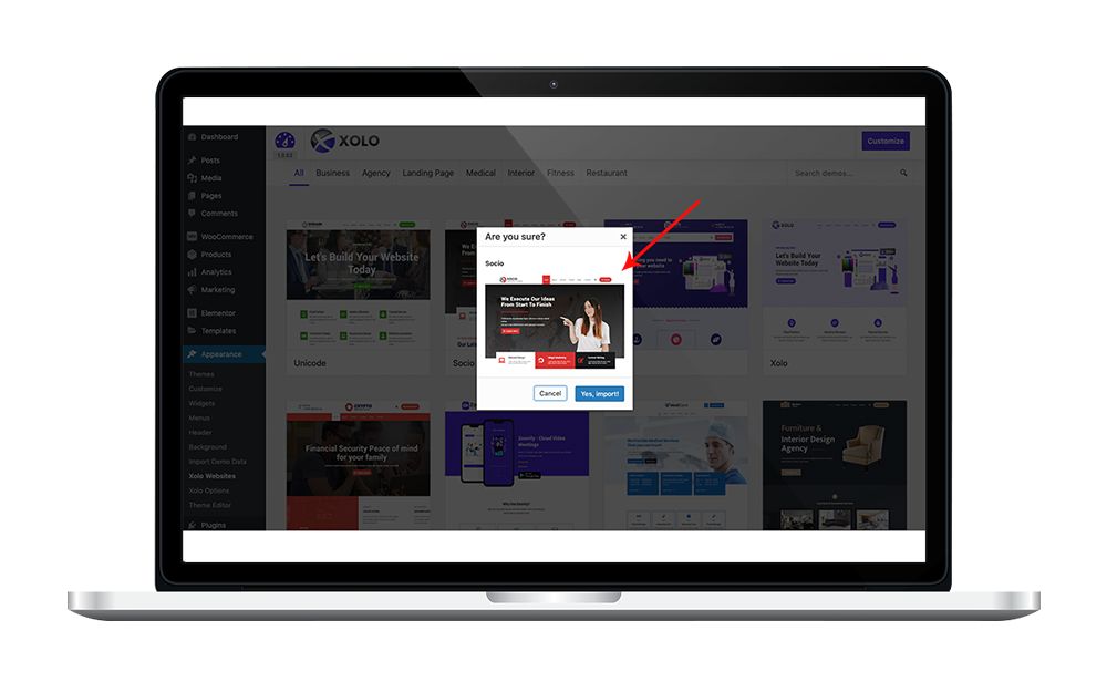 Click the import button to start the import process.