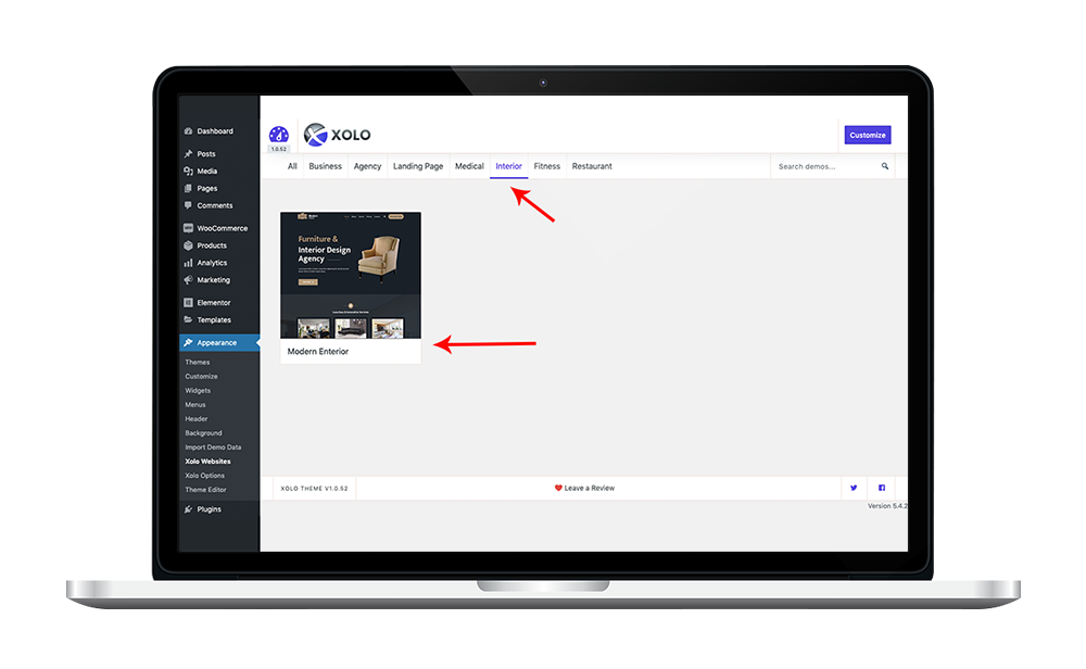 Find ready website using fiter categories.