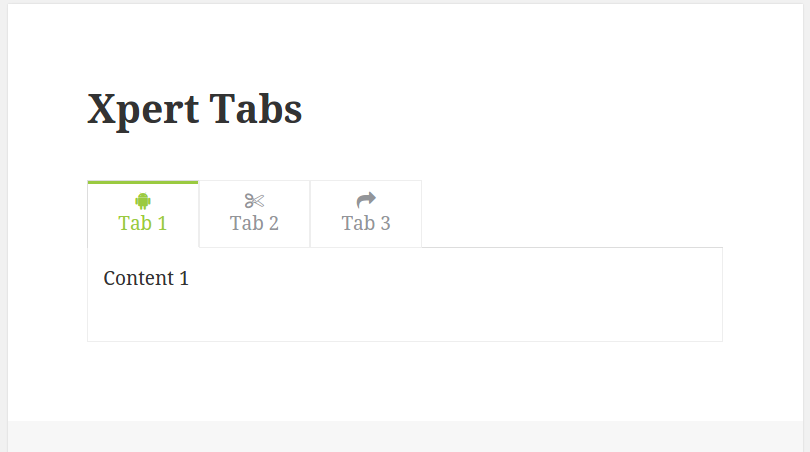 Frontend view of the tab with a blue style
