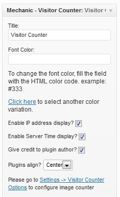 Widget options