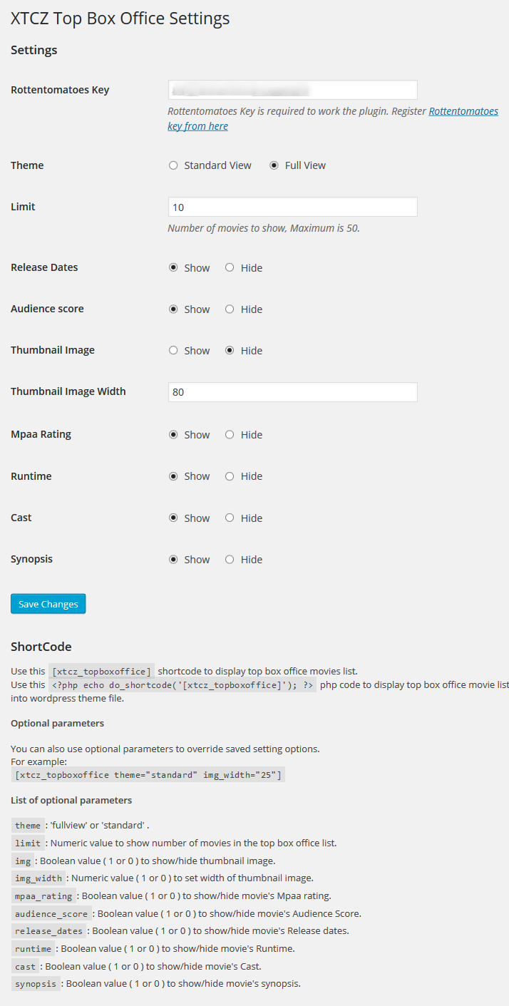 XTCZ Top Box office settings