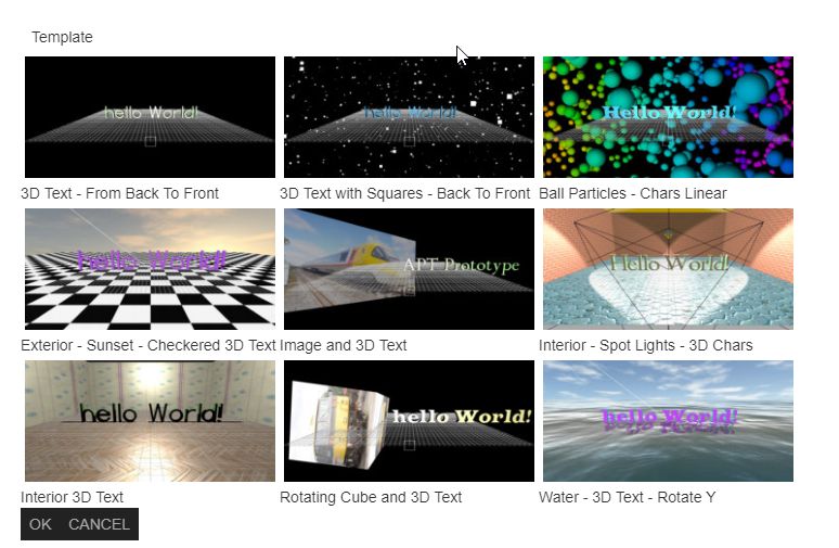 This shows the nine predefined templates provided by the Xtrad Viewer.