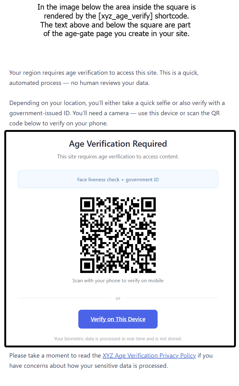 Test mode in action — simulating a region with ?reg= parameter