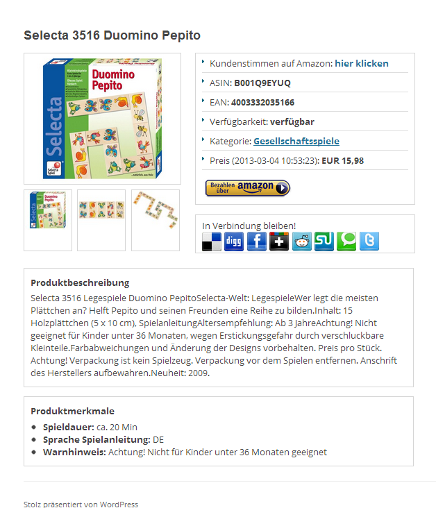 **Produkt Layout 1 - Beispiel der Ansicht**