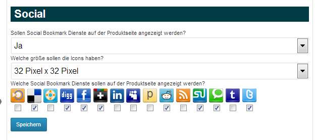**WordPress Admin - Einstellung Social Bookmark**