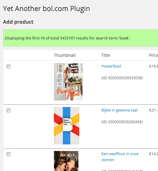Add a product (results list)