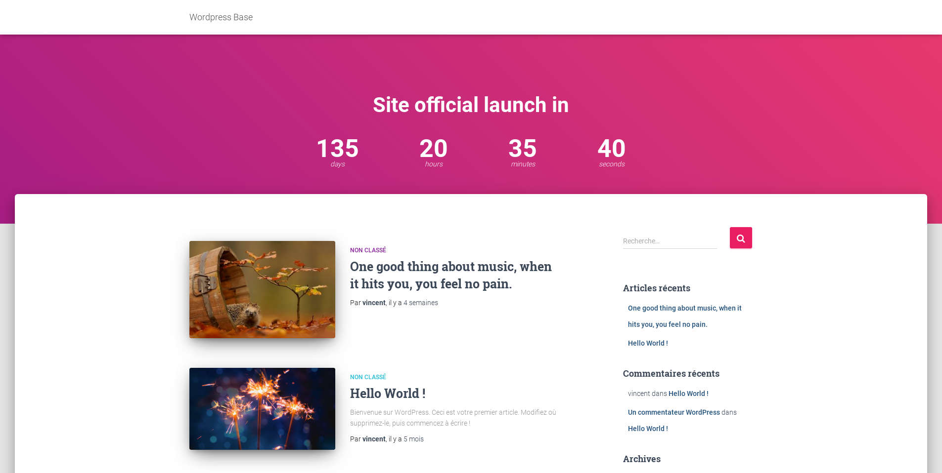 Countdown example in the header