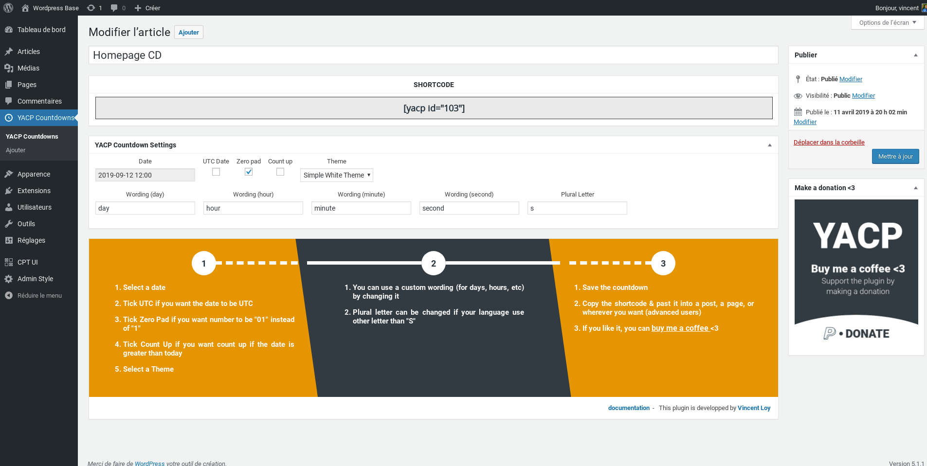 YACP creation countdown page example