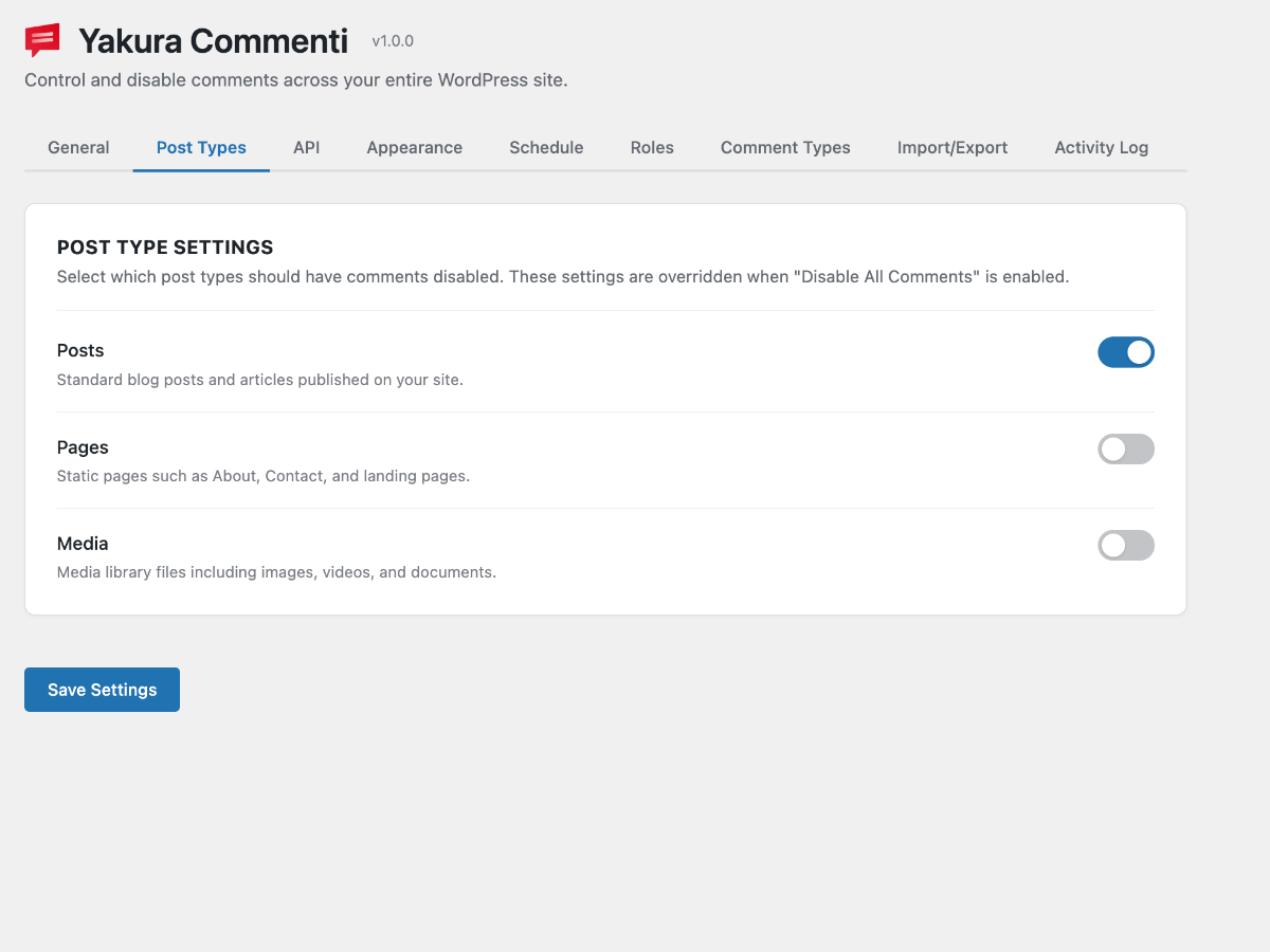 Setup wizard — configure your site in three steps
