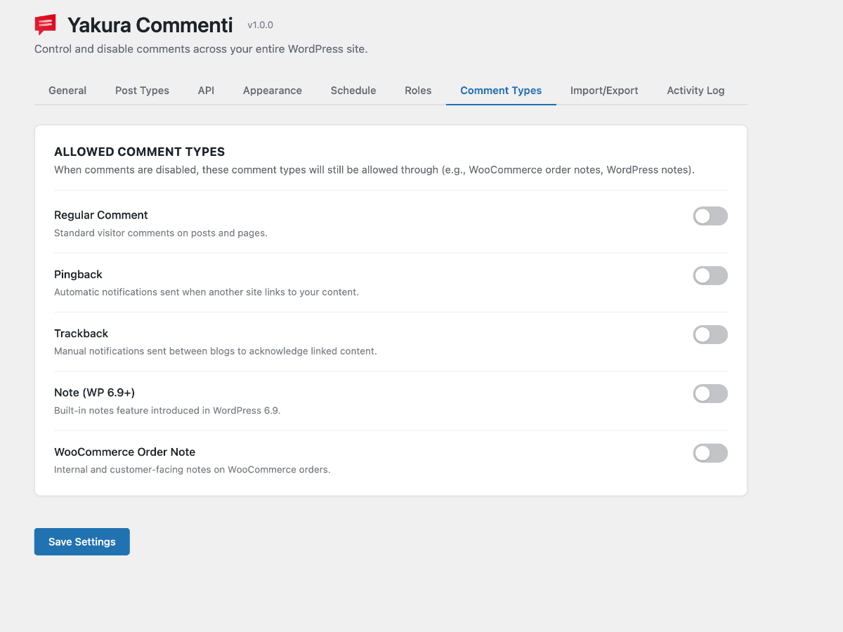 Activity log showing an audit trail of all changes