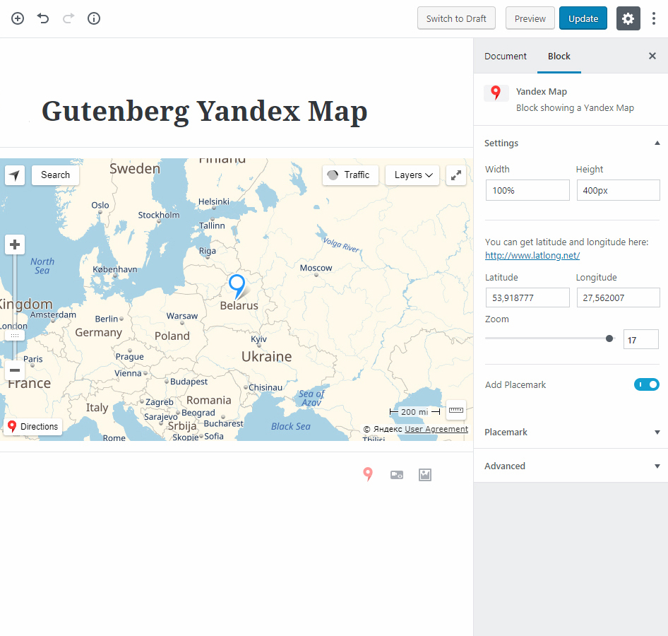 Map with basic settings.