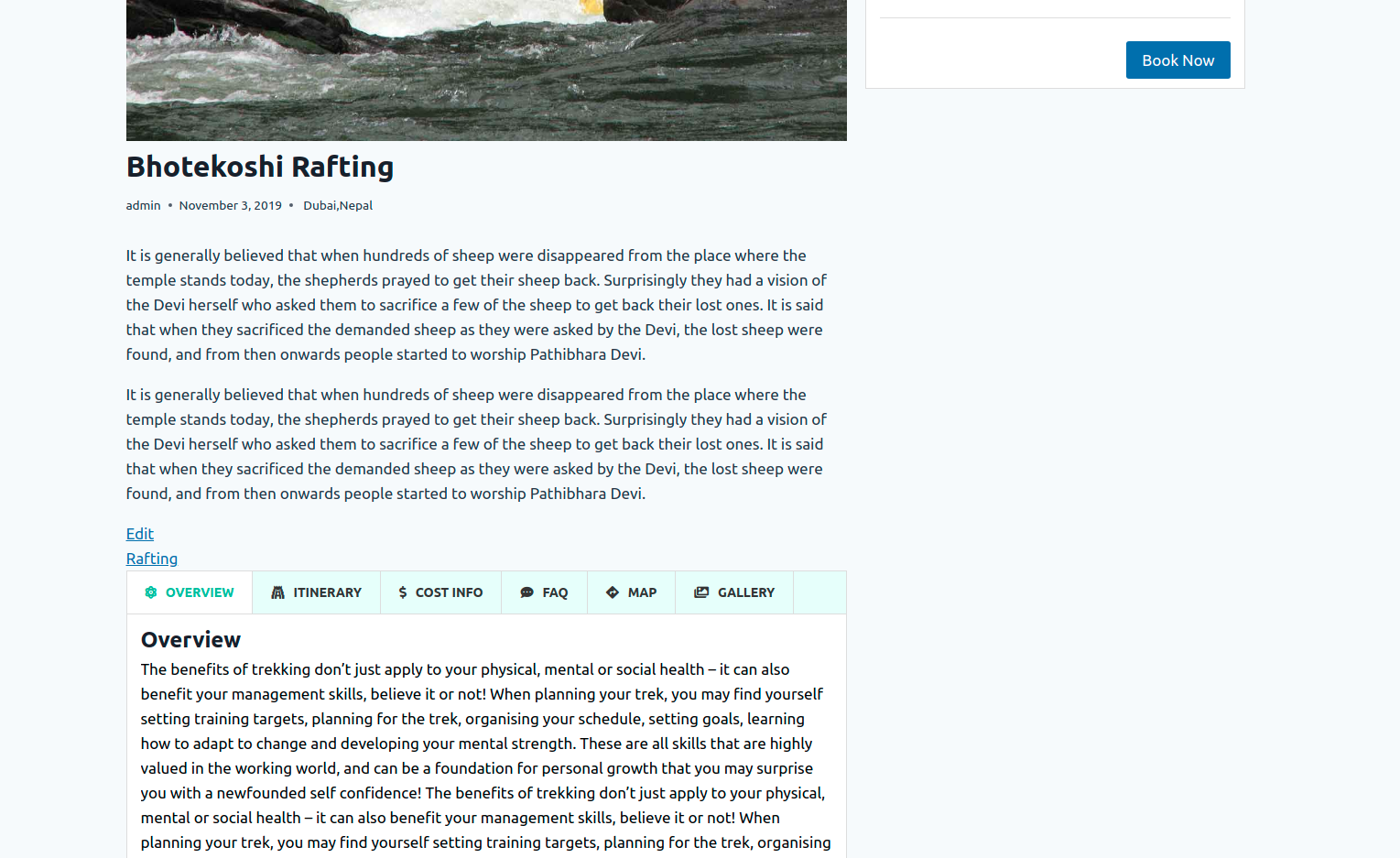 Booking listing page - Backend