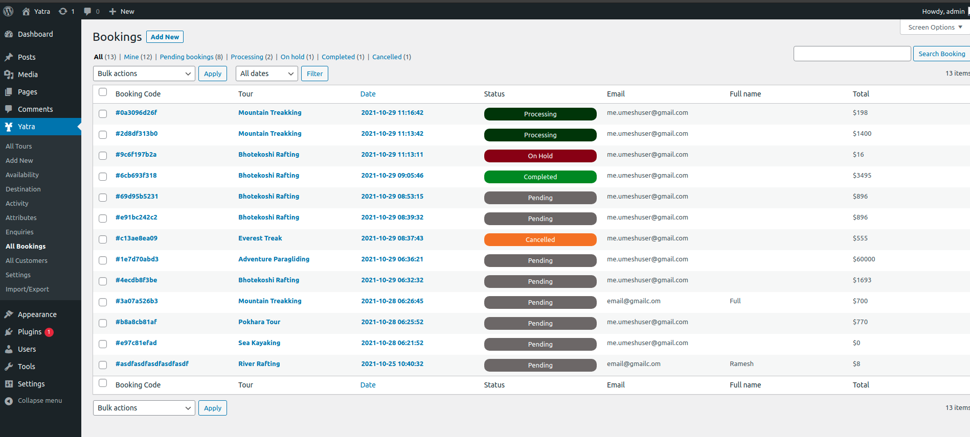 Frontend Tour Tab view