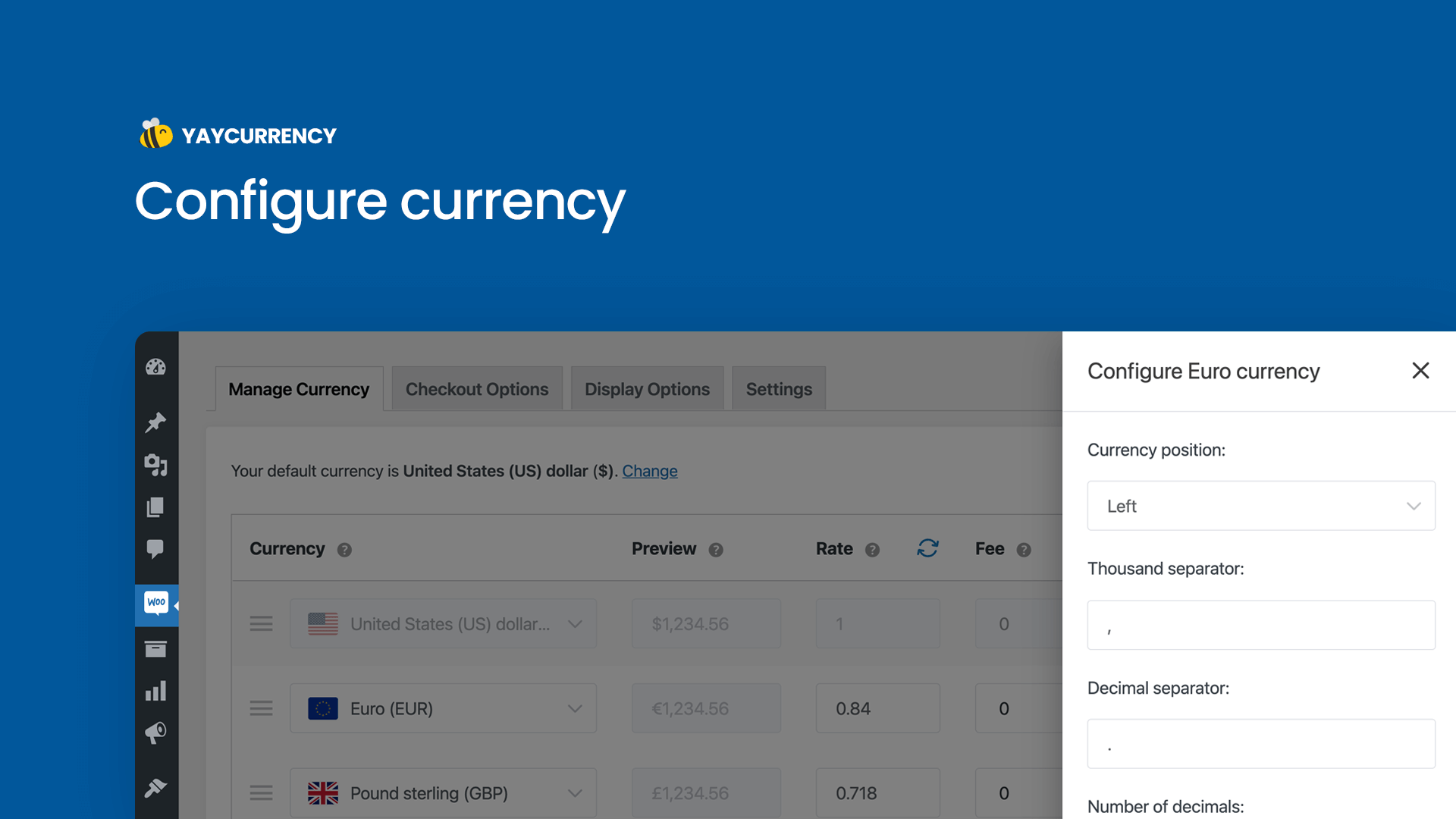 Configure currency formats