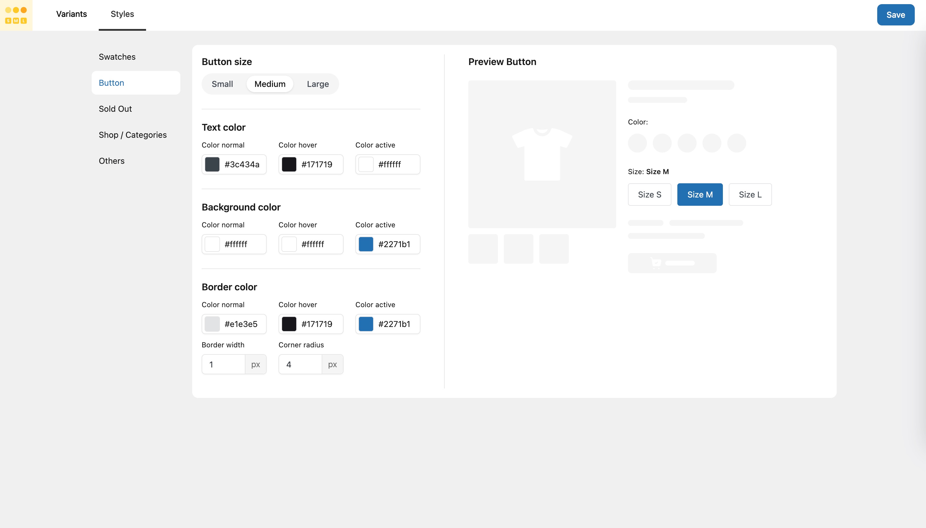 Customize and preview variation buttons