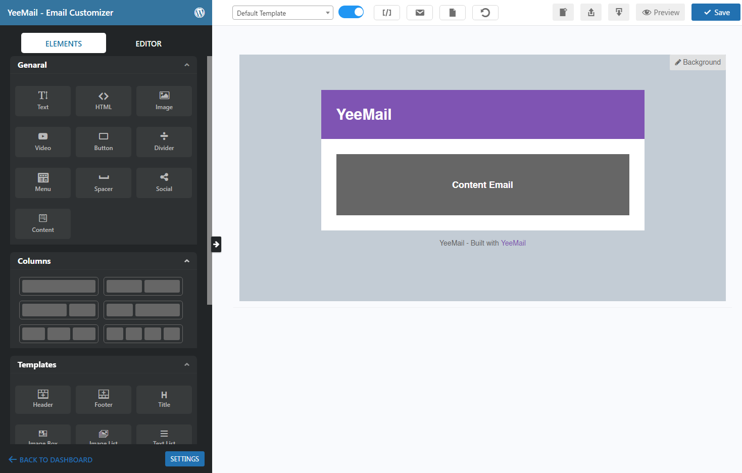 Default WordPress Email template