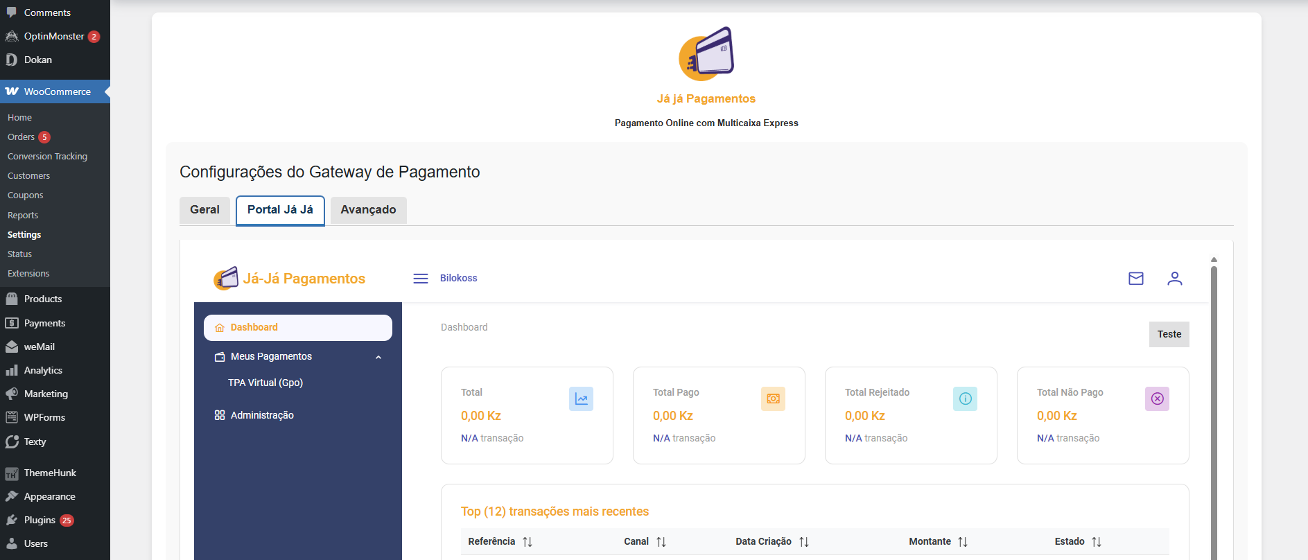 Manage the payment method on the jaja portal