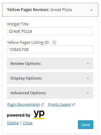 An admin view of the widget in a WordPress sidebar