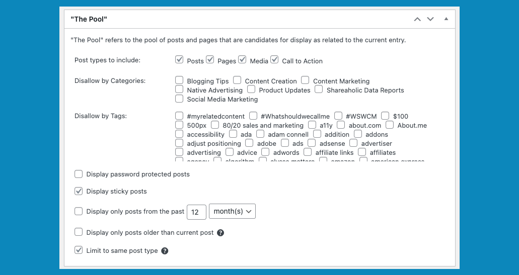 YARPP options in WP-Admin: Automatic Display Options