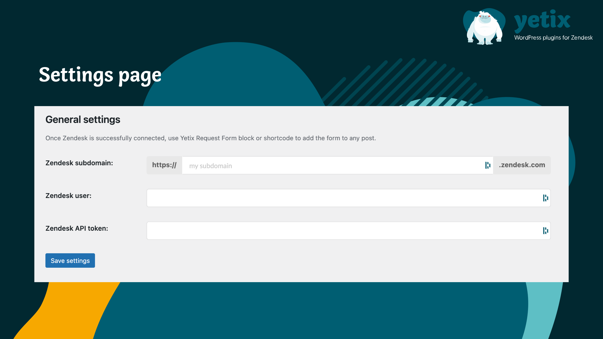 Settings page.