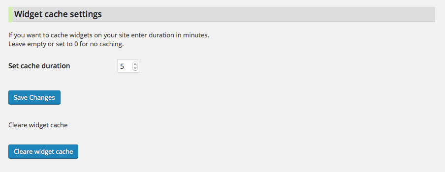 Widget cache settings.