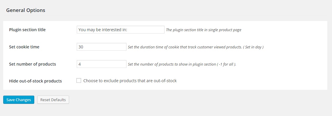 The plugin settings page.