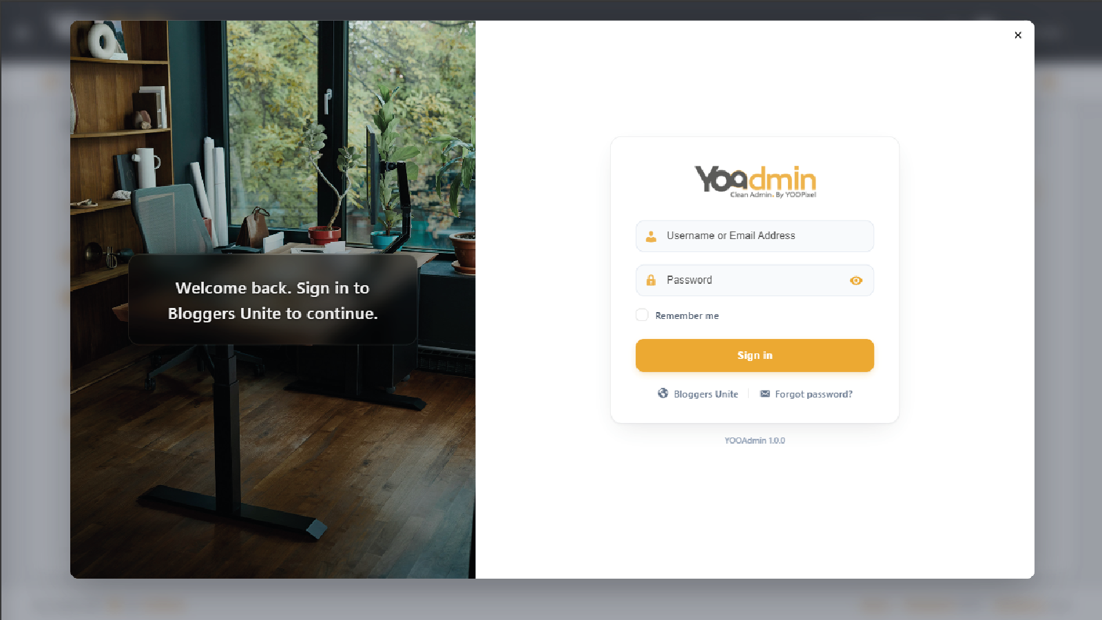 General settings controls panel