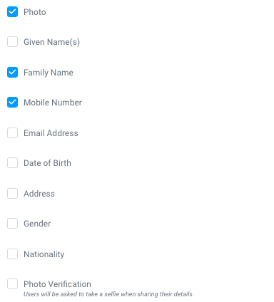 Attributes you can add in Yoti Dashboard