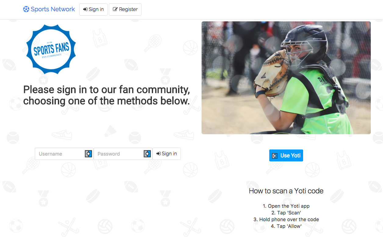 Example of logging in with Yoti