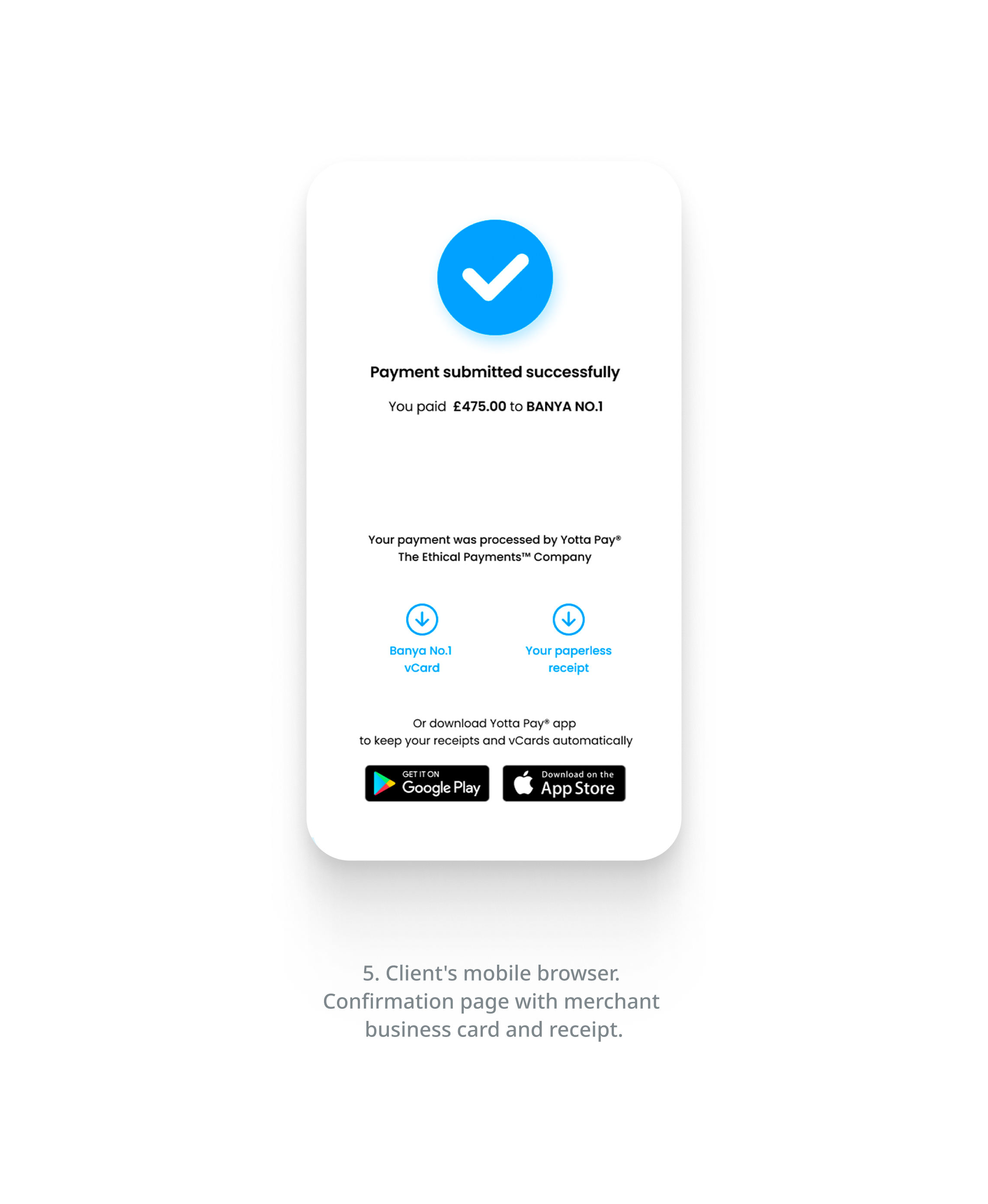 Digital merchant vCard and receipt available.