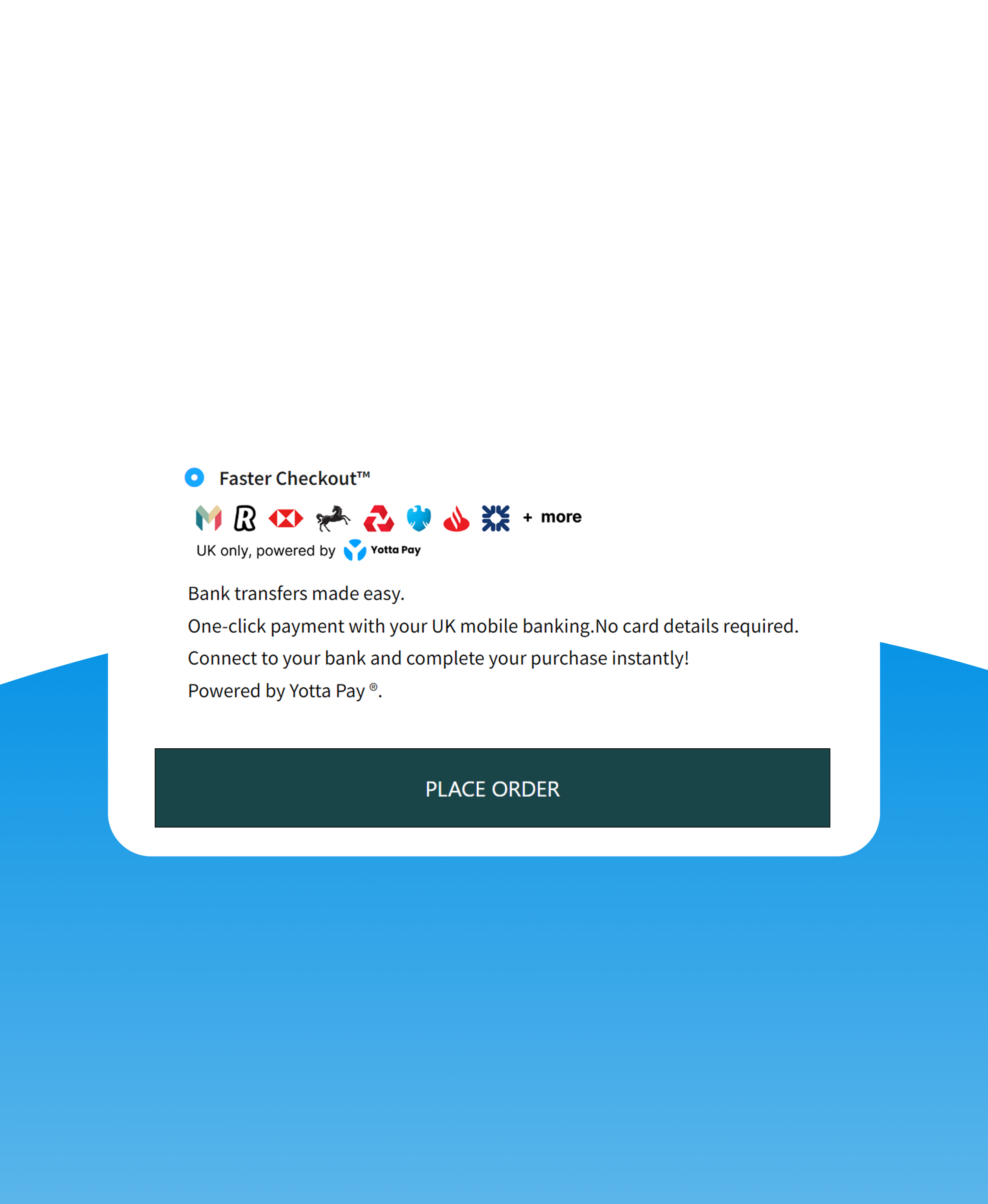 An example of user facing interface for the Faster Checkout.