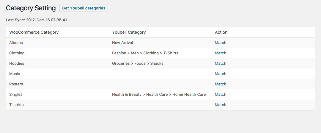 Category matching