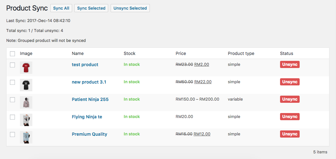 Product sync