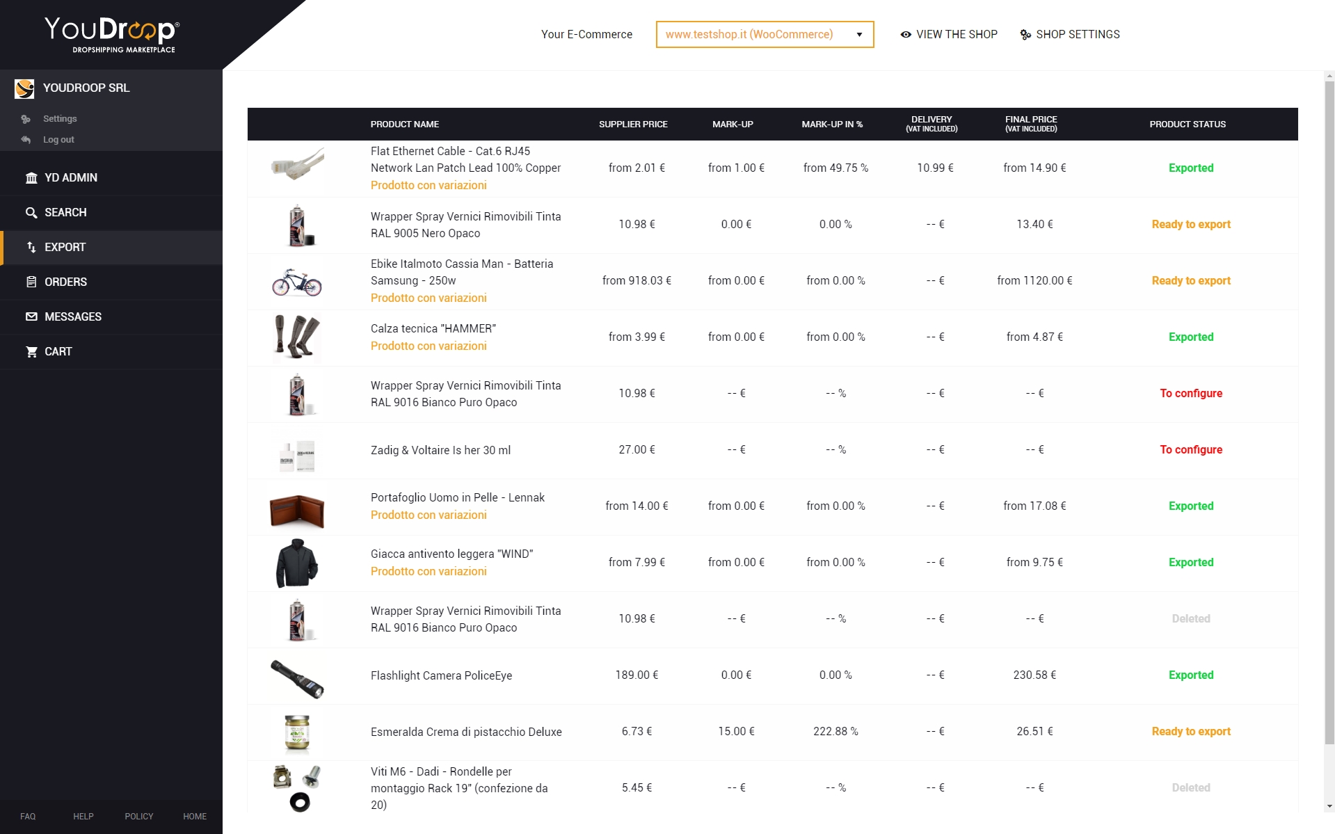 Start and stop any products on your shop