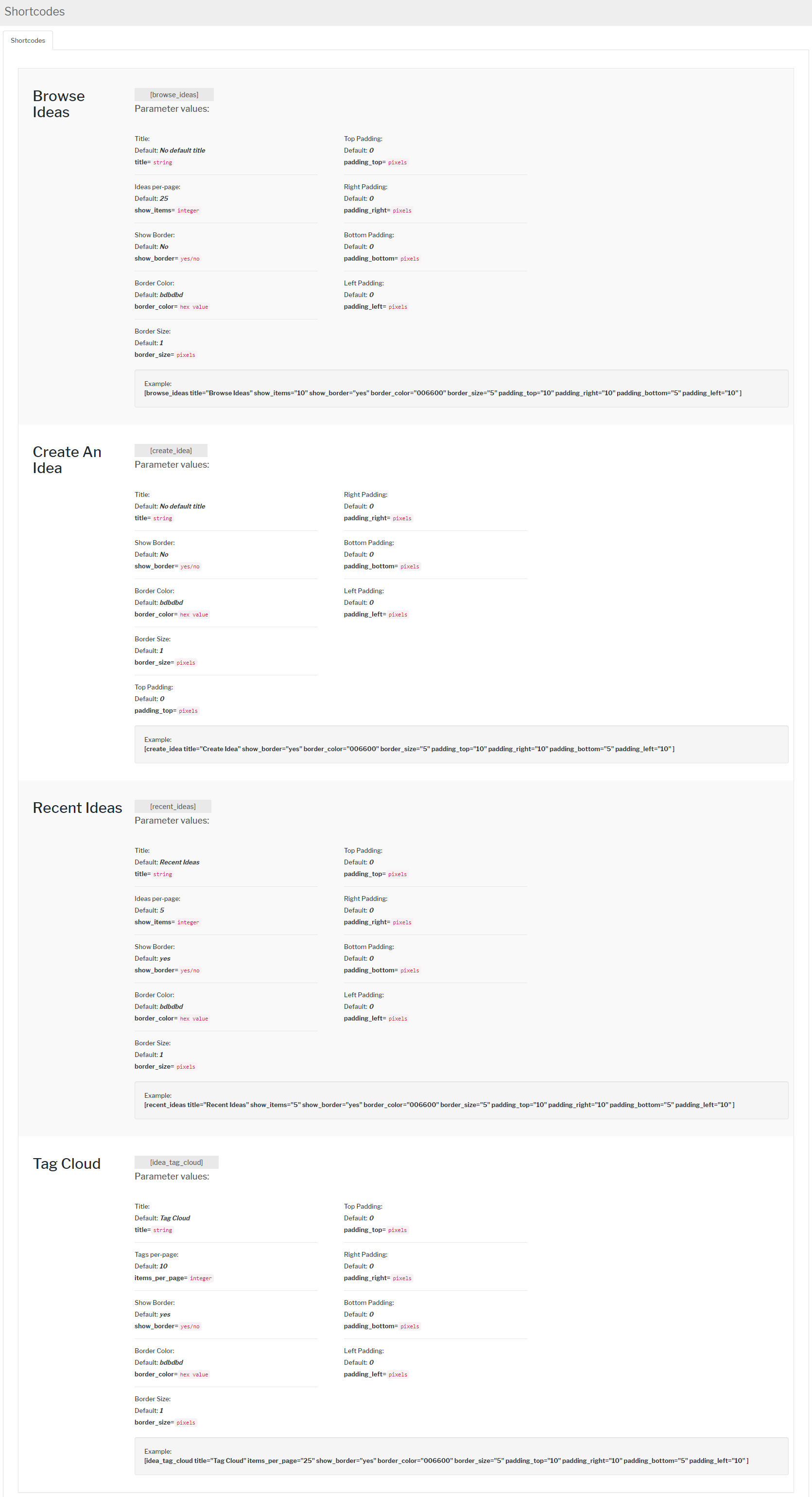 Shortcodes