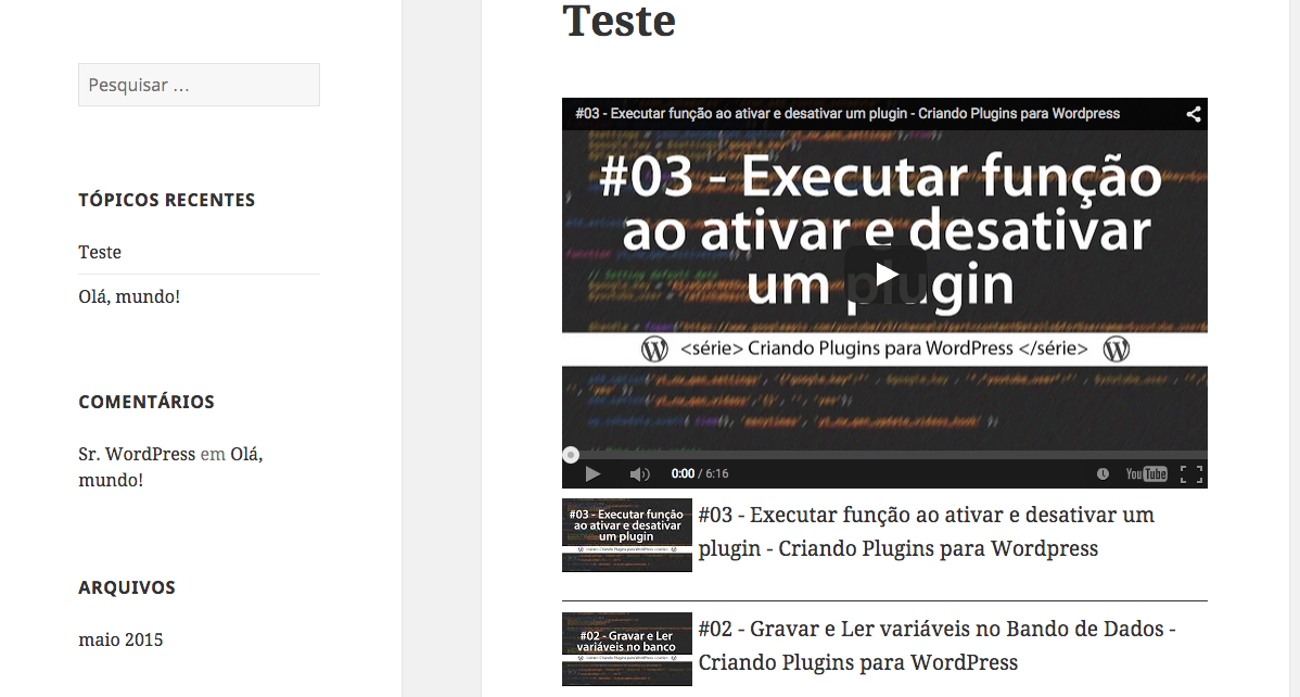 Showing one video and thumbnails
