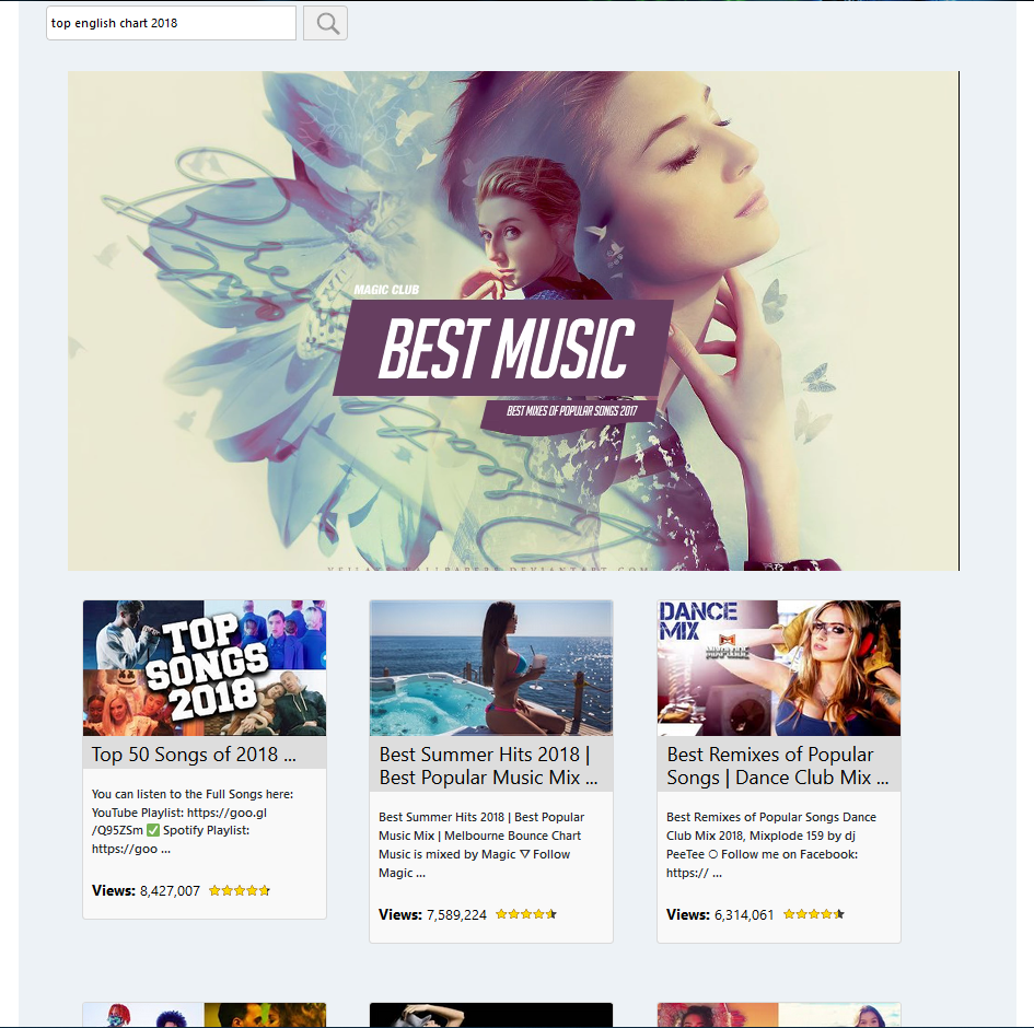 Youtube search results with bootstrap framework.