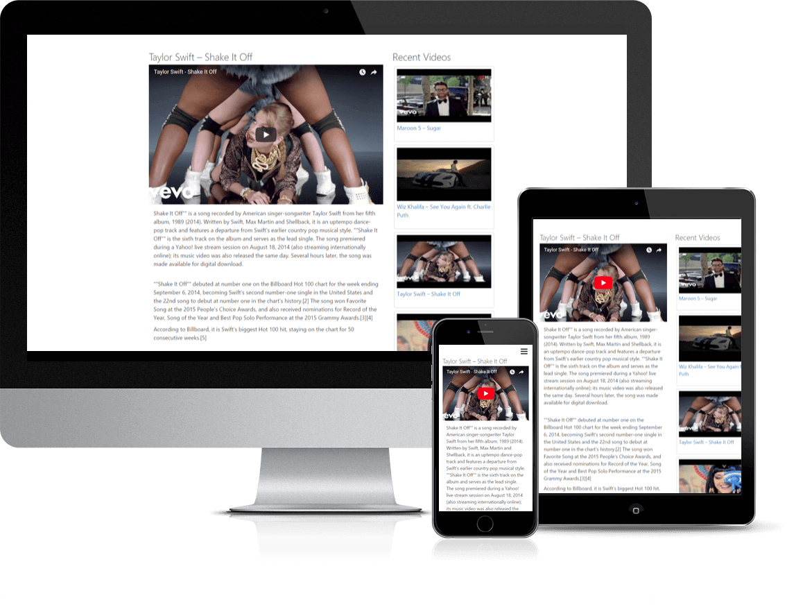 Each video resides on its own page with WordPress comments enabled, optionally you could display Featured and Recent Sidebar Widgets