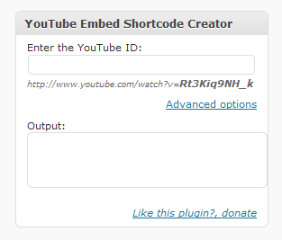 The shortcode generator metabox.
