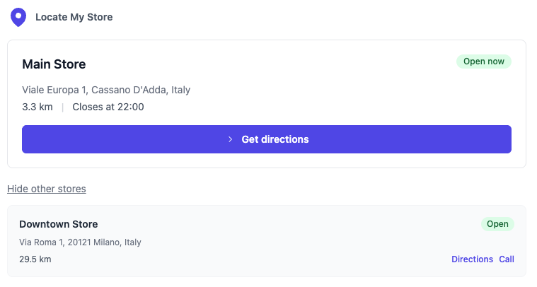 The Locate My Store embeddable locator widget.