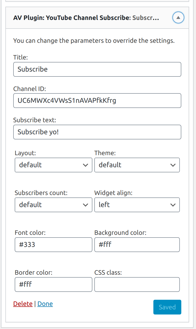 Widget settings