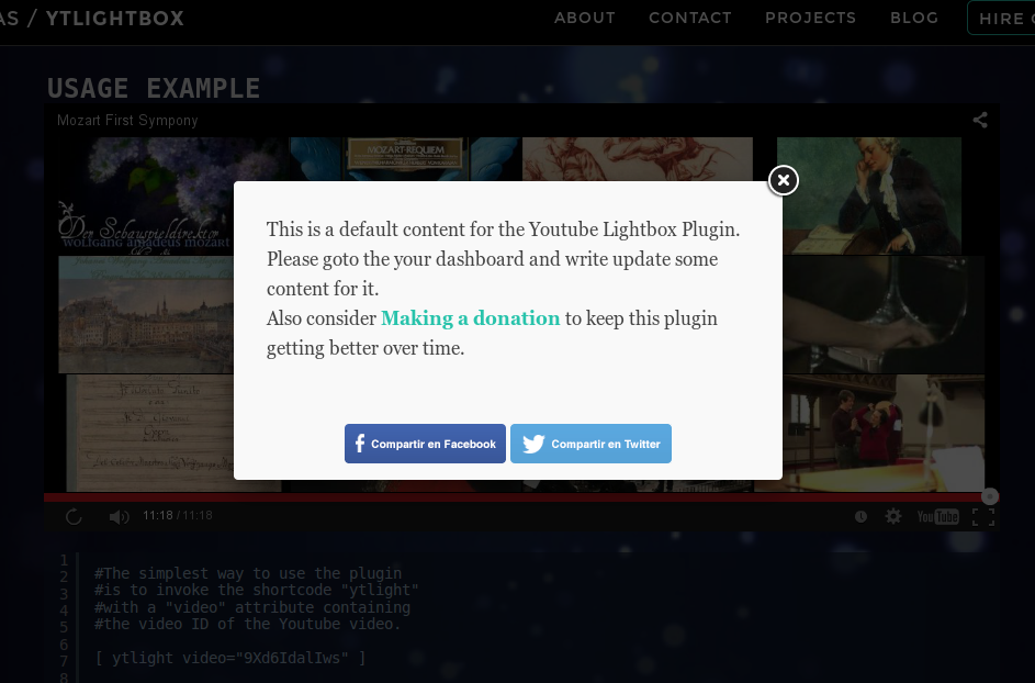 The YTLightbox in action after a Youtube video ends.