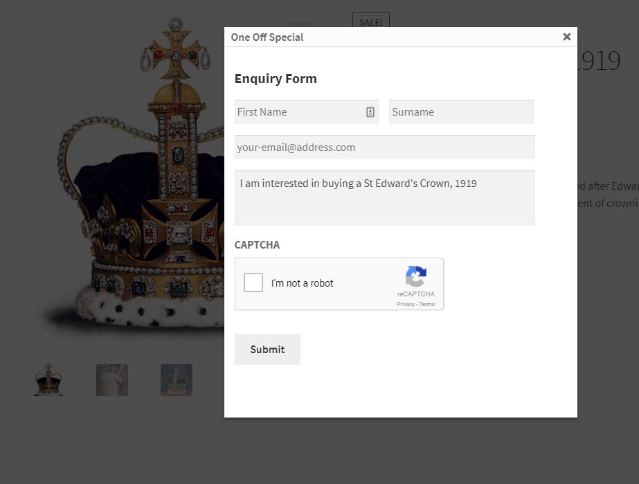 Popup with Enquiry Form