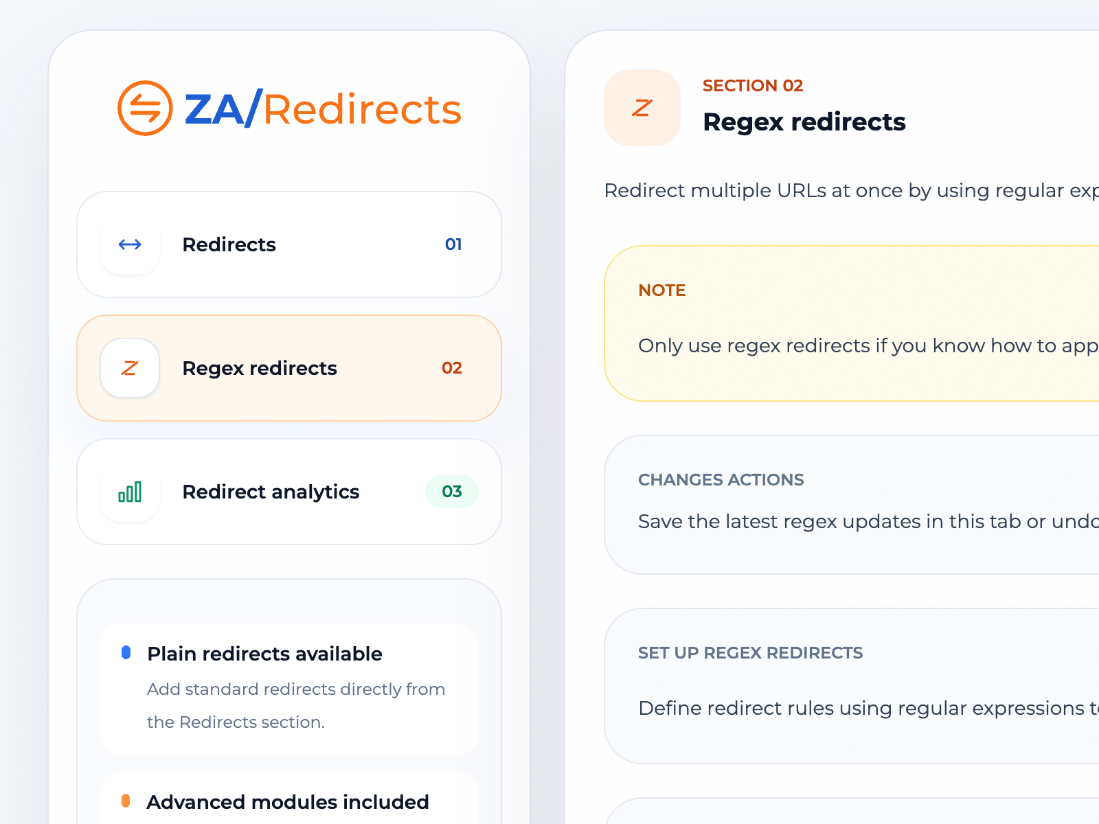 Plain redirect management screen.
