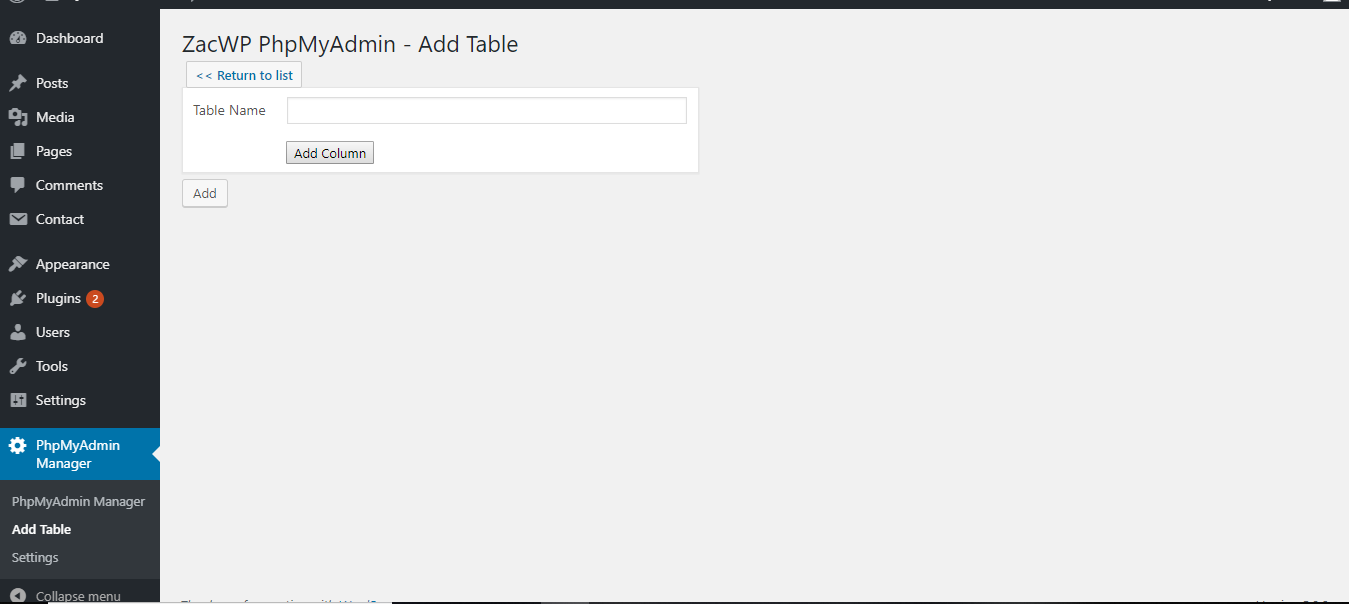 Add new table to database