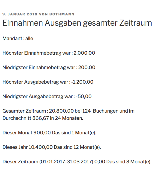 WordPress - Beitrag : Ergebnis einer komplexeren Auswertungen