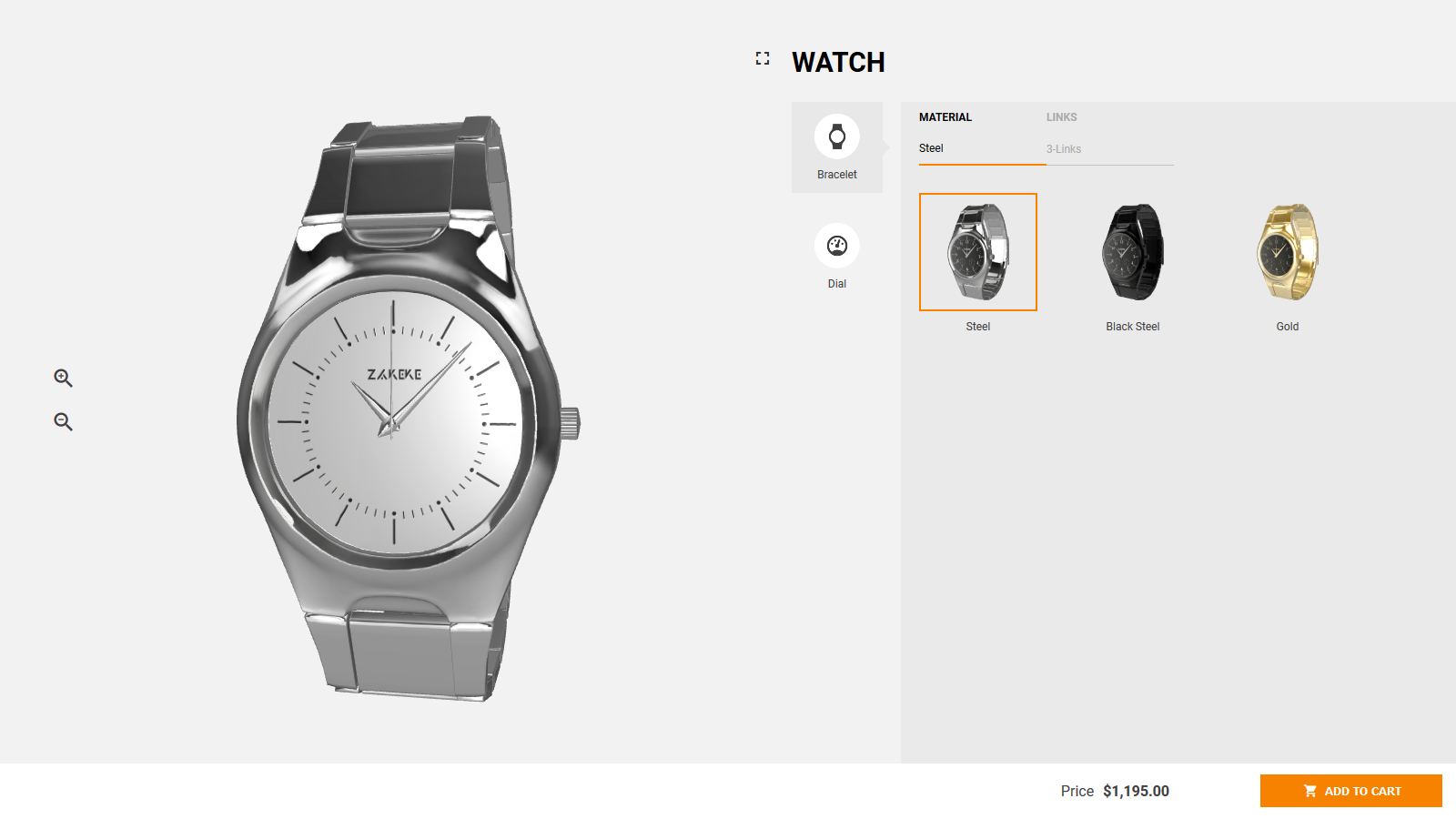 Zakeke 3D Configurator - Desktop view