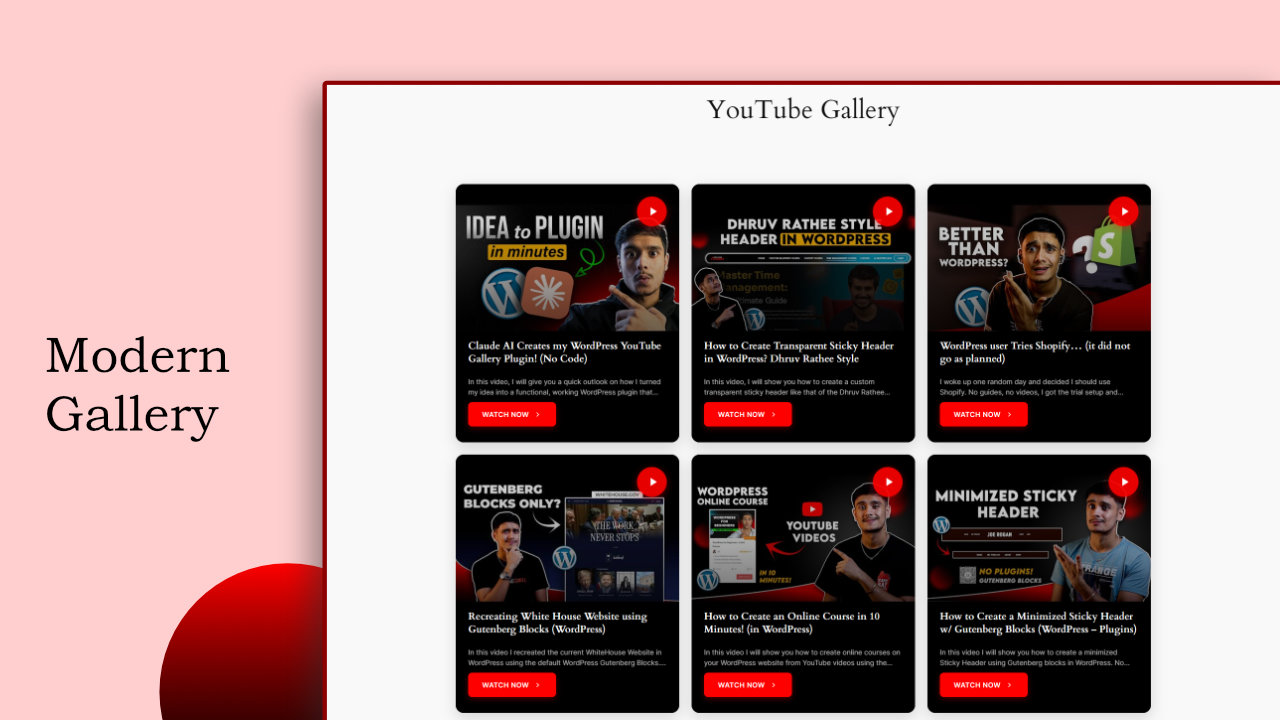 Frontend – Modern gallery layout