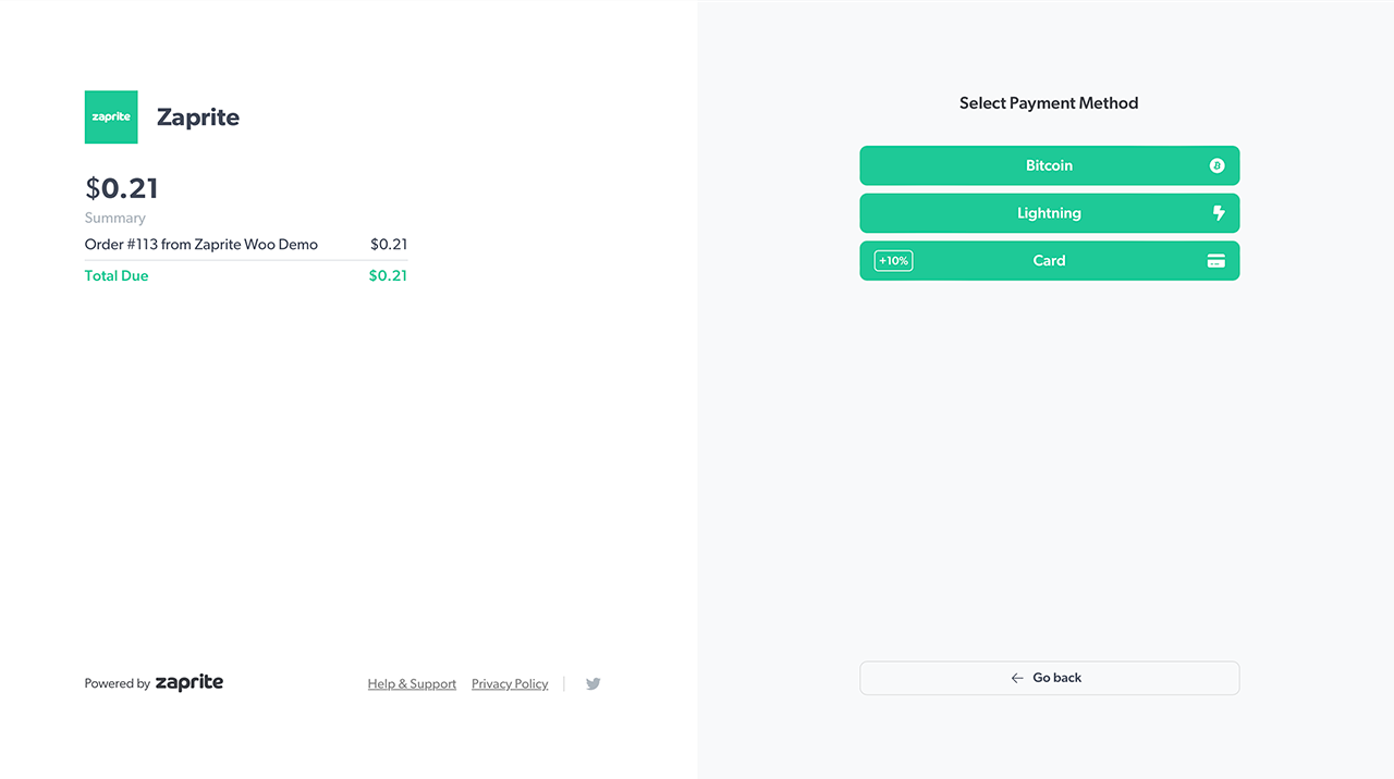 Checkout using Zaprite