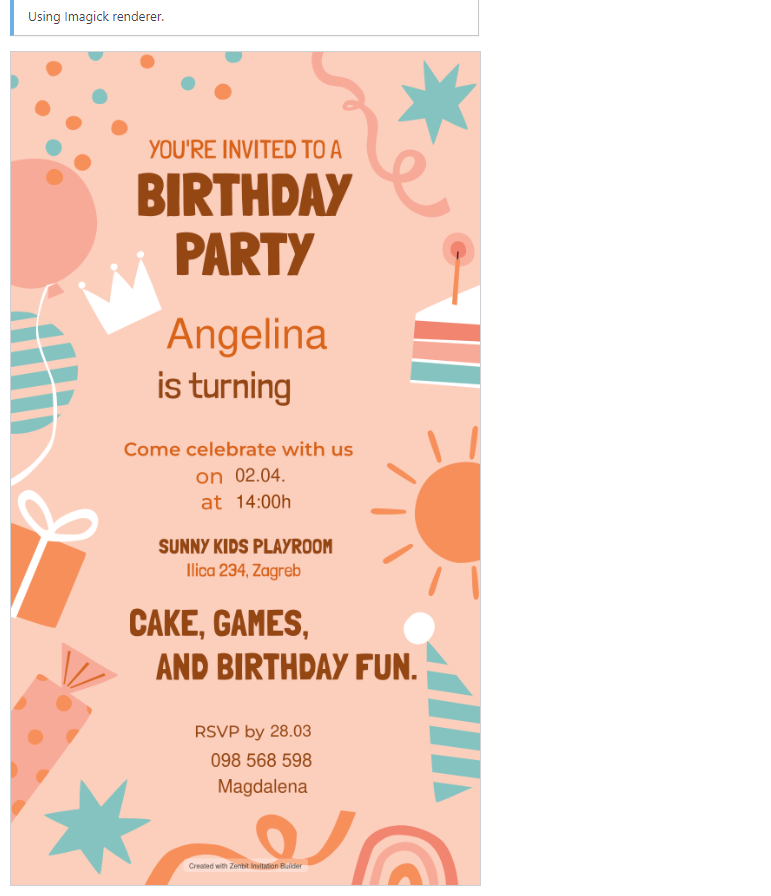 Preview of the generated personalized invitation output.